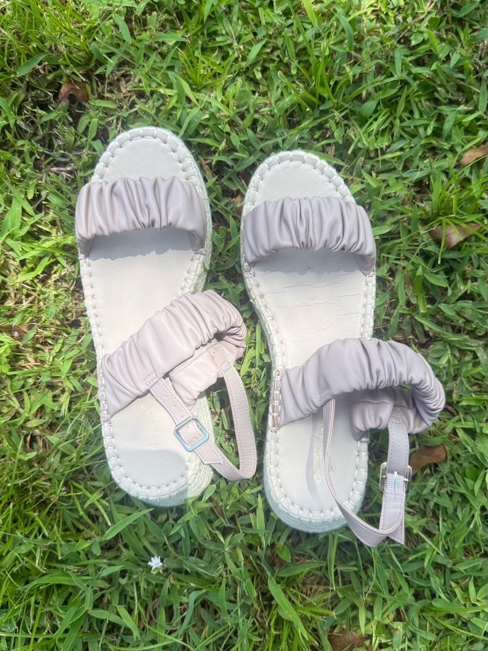 Qupid Ruched Strap Sandals in Light Beige